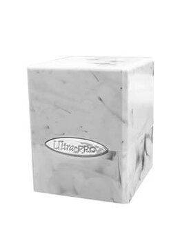 Deck Box: Marble White/Black Satin Cube (100ct)