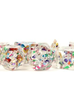 Dice: Resin 16mm 7pc Set: Rainbow Foil