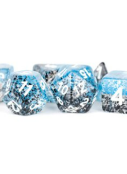 Dice: Resin 16mm 7pc Set: Particle Blue/Black