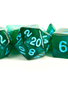 Acrylic 7pc Dice Set: Stardust Green w/ Blue 16MM