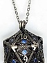 Pendentif D20: Oeil Hypnotique: Argent avec Oeil Bleu & Mini-Kit de Dés Polyédriques (6mm)