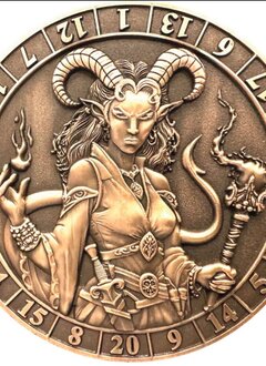 D20 Dice Coin: Female Thiefling Warlock