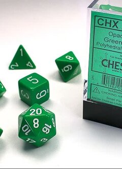25405: Opq 7pc Green/White dice set
