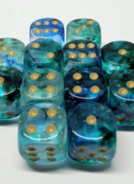 27756: 12D6 Nebula Oceanic/Gold Luminary Dice Set