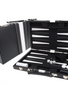 Black with Stripe Leatherette Backgammon Set, 14.75 x 9.75 in. Closed