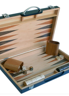 Black Zebra Wood Backgammon Set -15 in.