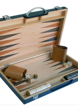 Black Zebra Wood Backgammon Set -15 in.