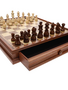 French Staunton Wood Chess & Checkers Set, 15 inch Board with Storage