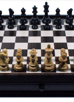 Grand English Style Chess Set with Storage Drawers, 19 in.