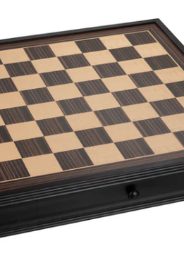 Black Stained Chess Board with Storage Drawers
