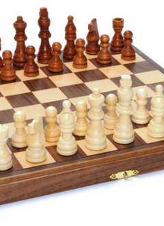 Folding Wood Travel Chess Set - 11.5 in. Board
