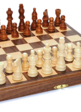 Folding Wood Travel Chess Set - 11.5 in. Board