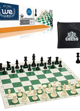 Tournament Chess Set - Heavy Weighted Chess Pieces with Roll-up Chess Board and Zipper Pouch for Chessmen