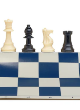 Plastic Staunton Chess Pieces and Roll-Up Vinyl Chess Board