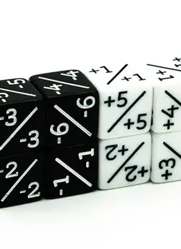 Positive / Negative Dice Counter - noir et blanc (set de 12)