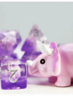 Pink Triceratops RPG Dice Set