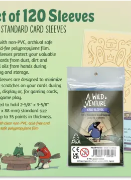 A Wild Venture KS Wooden Tokens and a Wild Venture sleeves