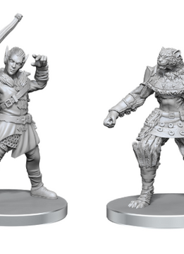 Elf Hunter & Catfolk Bandit PF Unpainted Minis wv26