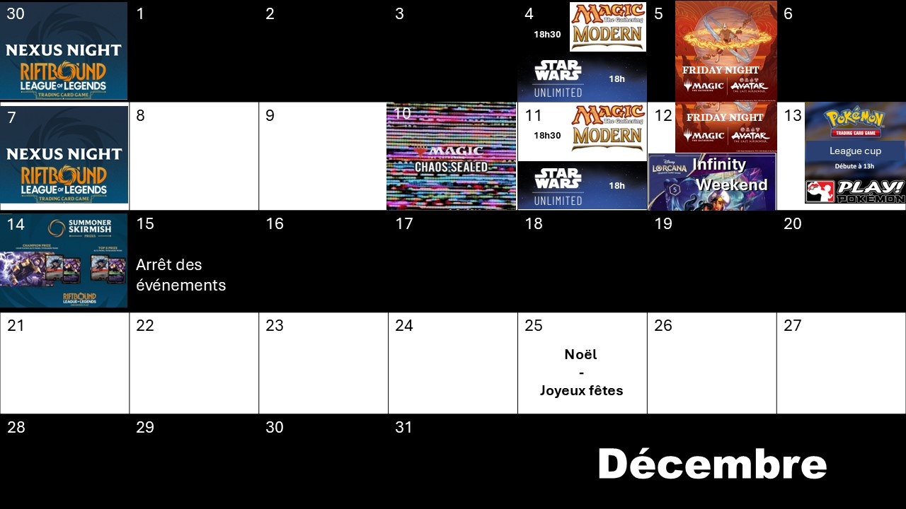 Événement en décembre