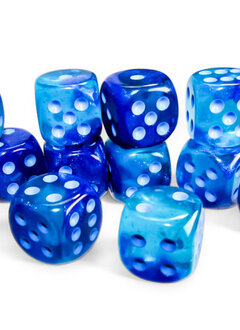 26663  Gemini Blue-Blue/light blue Luminary 16mm d6 Dice Block