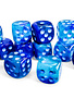 26663  Gemini Blue-Blue/light blue Luminary 16mm d6 Dice Block