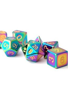 Dice: 7 pc: 16 mm: Metal: Torched Rainbow