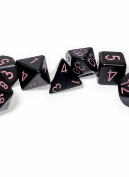 25448 Dés: Opaque: 7Pc Black/Pink