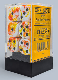 24603 - Brush Sunrise/black 16mm d6 Dice Block (12 dice)