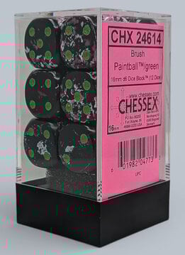 24614 - Brush Paintball/green 16mm d6 Dice Block (12 dice)