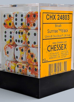 24803 - Brush Sunrise/black 12mm d6 Dice Block (36 dice)