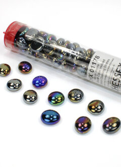 Glass Stones Black Opal Iridized (40ct) 5.5" Tube