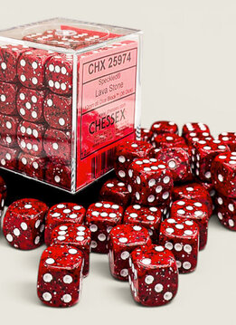 25974 - Speckled Lava Stone/white 12mm D6 Set