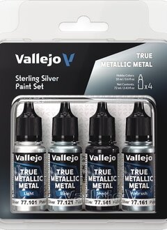 Vallejo: True Metallic Metal Sterling Silver Paint Set