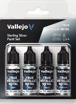 Vallejo: True Metallic Metal Sterling Silver Paint Set