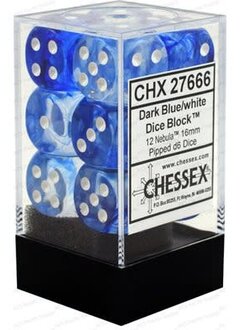 27666 Dice: 12x D6: 16 mm: Nebula: Dark Blue / White