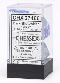 27466 Nebula Dark Blue w/ White 7pc Dice Set