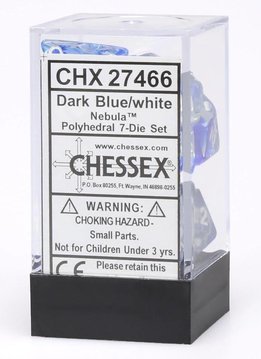 27466 Nebula Dark Blue w/ White 7pc Dice Set
