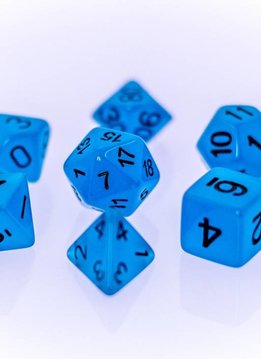 RPG 7 Dice Set - Glow in the Dark Blue