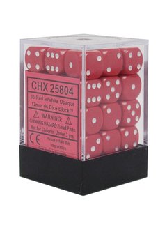 25804 Opaque 12mm 36d6 Red/white Dice Block