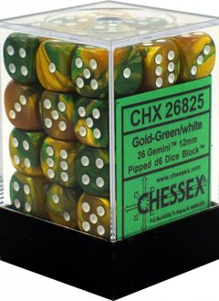 26825: 36d6 Gemini Gold & Green with White Pips