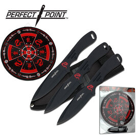 Perfect Point Knives K-PP-075-3BK Perfect Point Dragon Target Board + 3 Throwing Knives