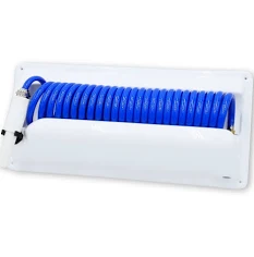 HOSE COIL W/ SPRAYER 25' W/ NOZZLE, STORAGE, AND ACCESSORIES
