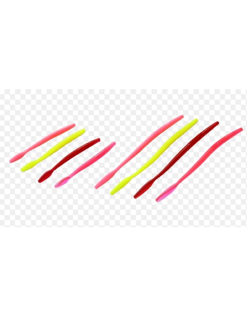 Raven Steelhead / Trout Worms 3 1/2 Baby Pink / White , 20 Per