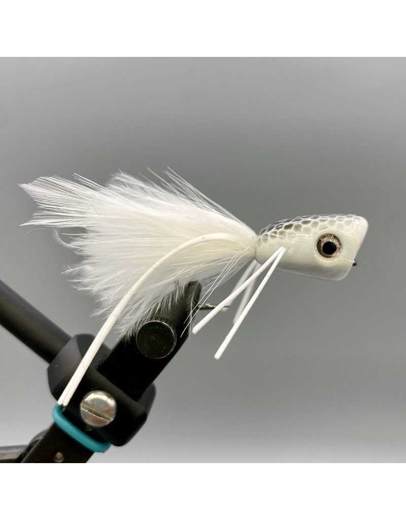 Flymen Fishing Co Double Barrel Bass Bug Popper White