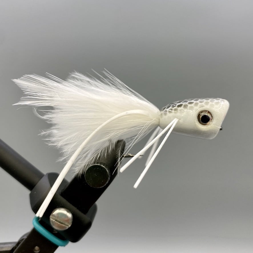 Double Barrel Bass Bug White - Drift Outfitters & Fly Shop Online
