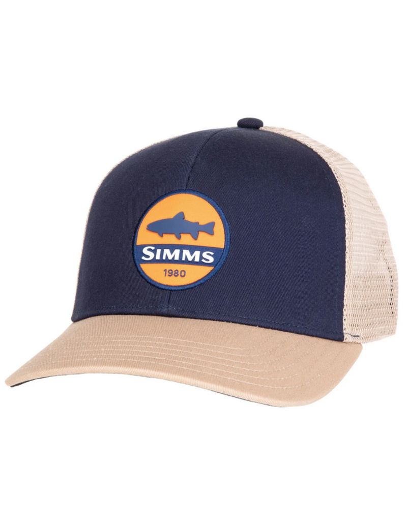 Simms Fishing Products Patch Trucker Hat Cap Black Trout Green Yellow  Snapback