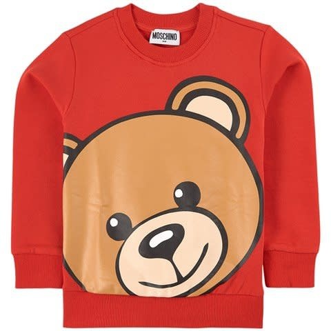 MOSCHINO MOSCHINO SWEATSHIRT WITH LARGE BEAR HEAD-POPPY RED - baby