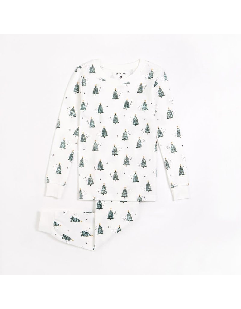 Festive Trees Print on Off-White PJ Set (2 pcs.) Festive Trees Print on Off-White PJ Set (2 pcs.)