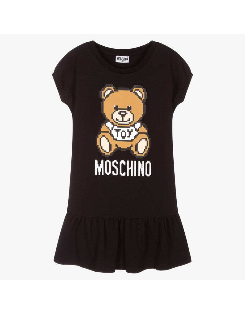 MOSCHINO GIRILS PIXEL BEAR LOGO DRESS-BLACK - baby enRoute