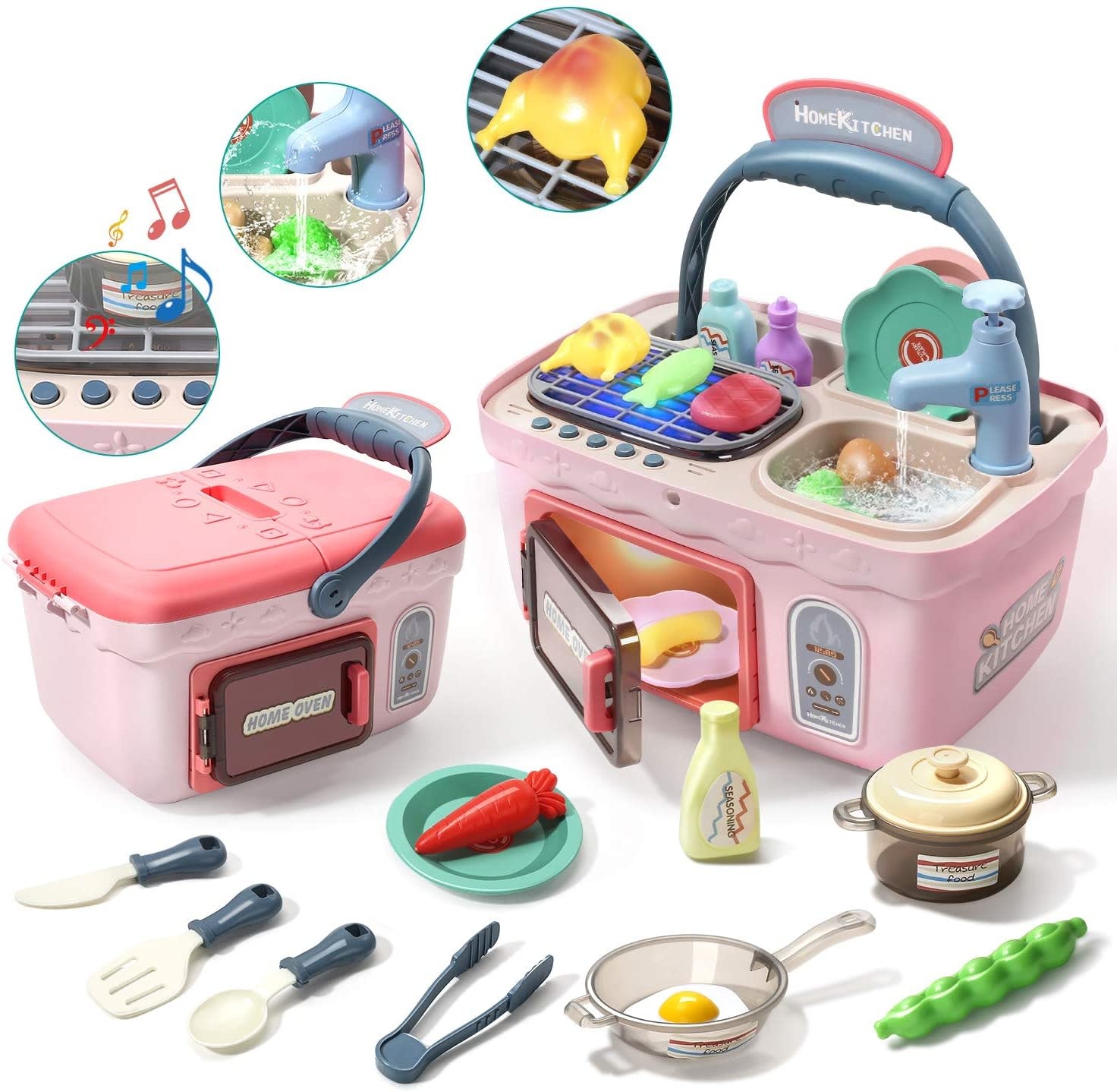 CUTE STONE KIDS PICNIC & KITCHEN PLAYSET PINK - baby enRoute